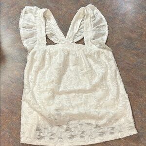 LC Lauren Conrad Cream Textured Top